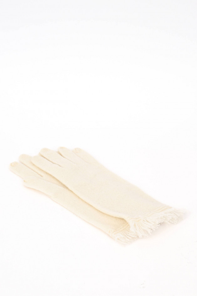 Repeat Kaschmir Strick-Handschuhe in Creme