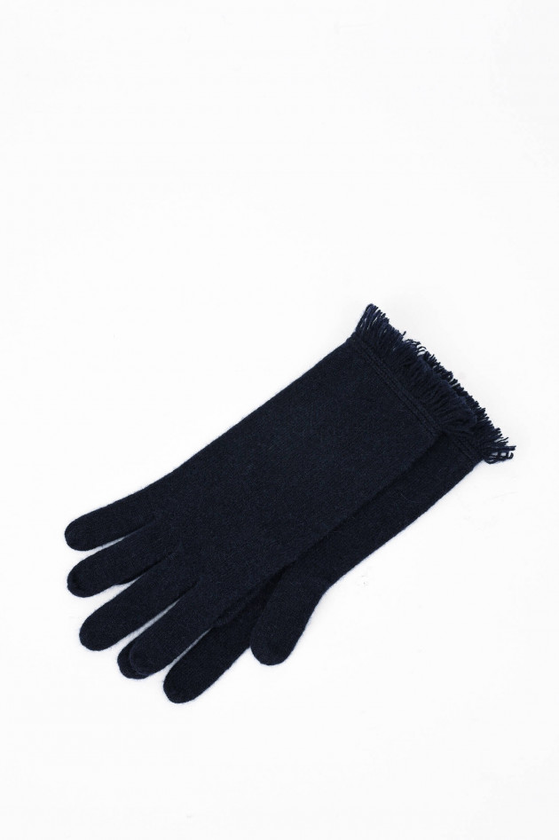 Repeat Kaschmir Strick-Handschuhe in Navy