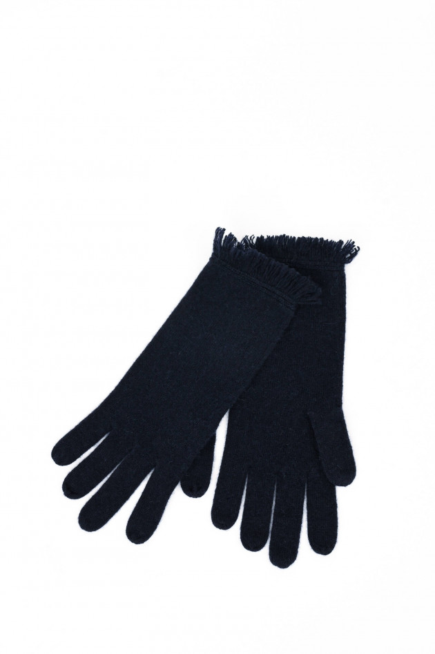 Repeat Kaschmir Strick-Handschuhe in Navy