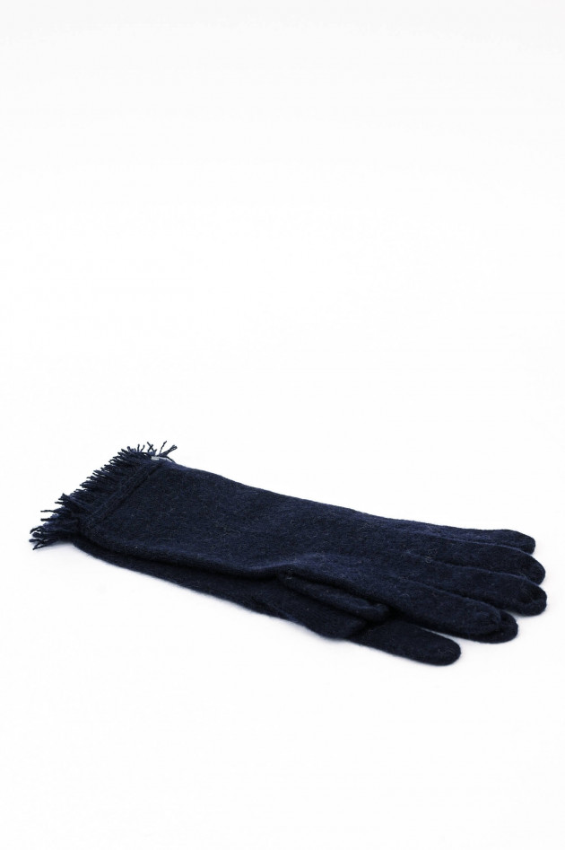 Repeat Kaschmir Strick-Handschuhe in Navy