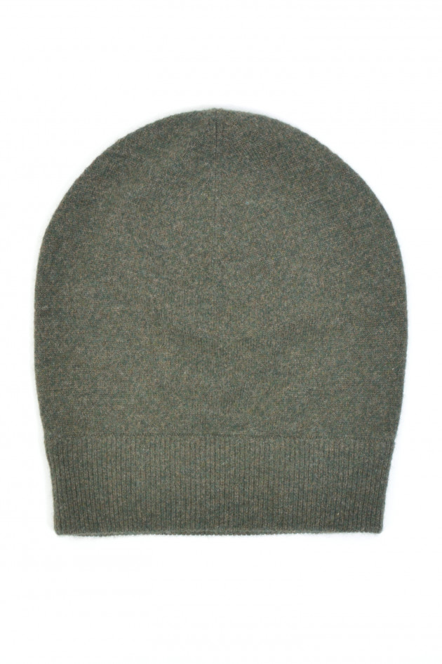 Repeat Beanie aus Cashmere in Grün/Braun