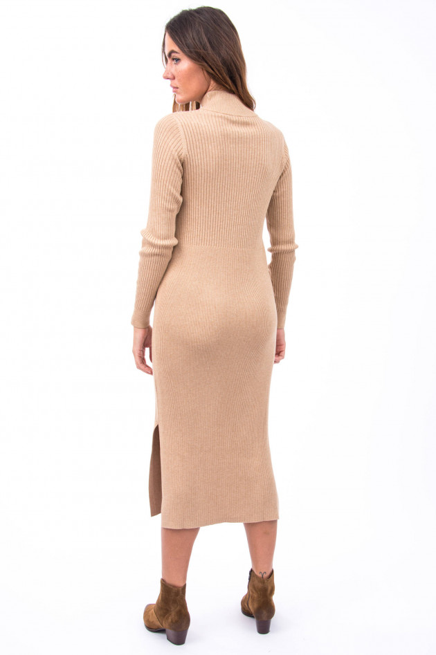 Repeat Langes Rippstrickkleid in Camel