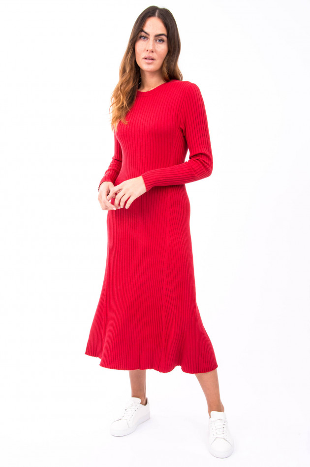 Repeat Langes Rippstrickkleid in Rot