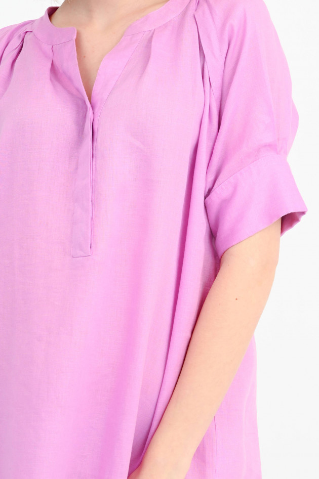 Repeat Leinenkleid mit Ballonärmeln in Mauve