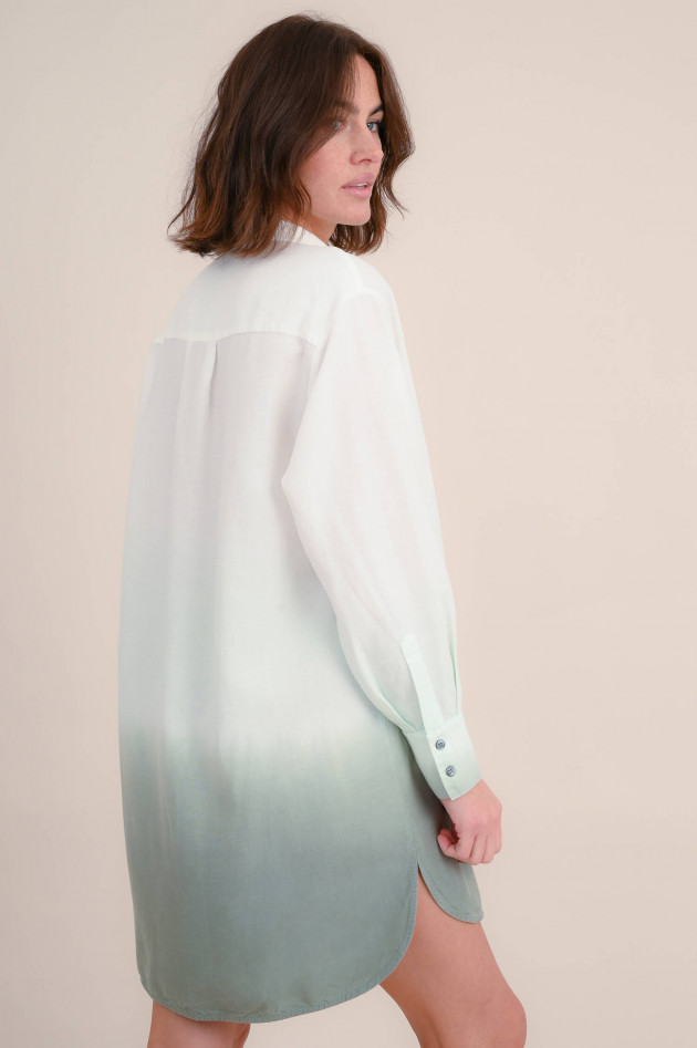 Repeat Blusen-Leinenkleid mit Farbverlauf in Weiß/Salbei
