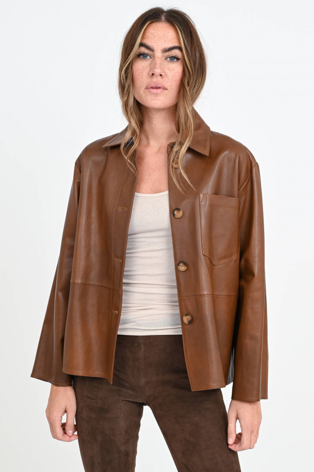 Repeat Lederjacke im Hemd-Style in Cognac