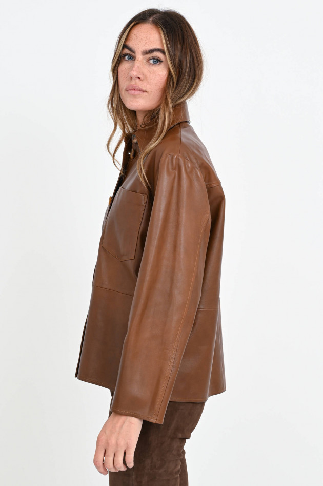 Repeat Lederjacke im Hemd-Style in Cognac