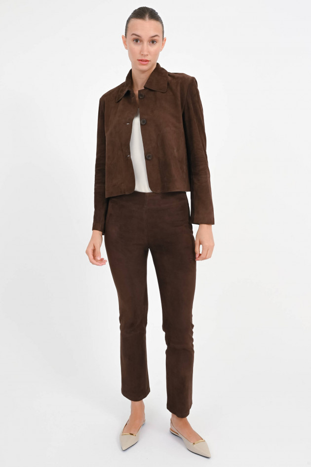 Repeat Jacke aus Veloursleder in Dunkelbraun
