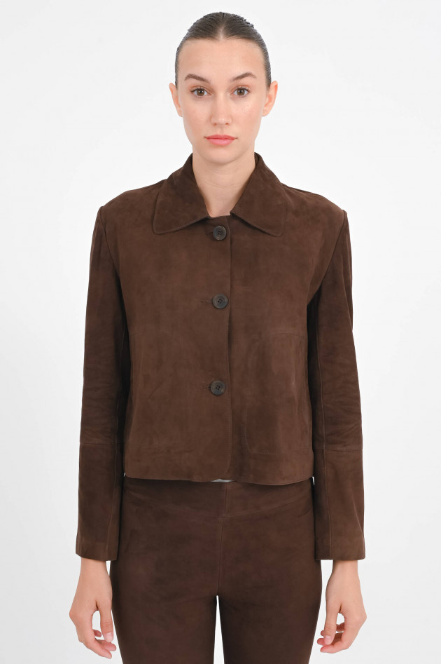 Repeat Jacke aus Veloursleder in Dunkelbraun