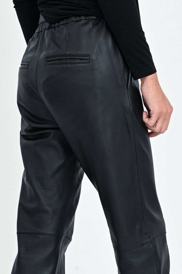 Repeat Lederhose im Paperbag-Design in Schwarz