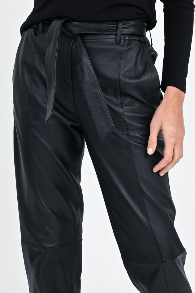 Repeat Lederhose im Paperbag-Design in Schwarz