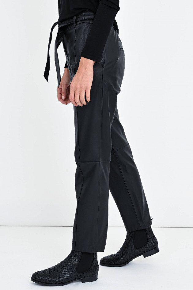 Repeat Lederhose im Paperbag-Design in Schwarz