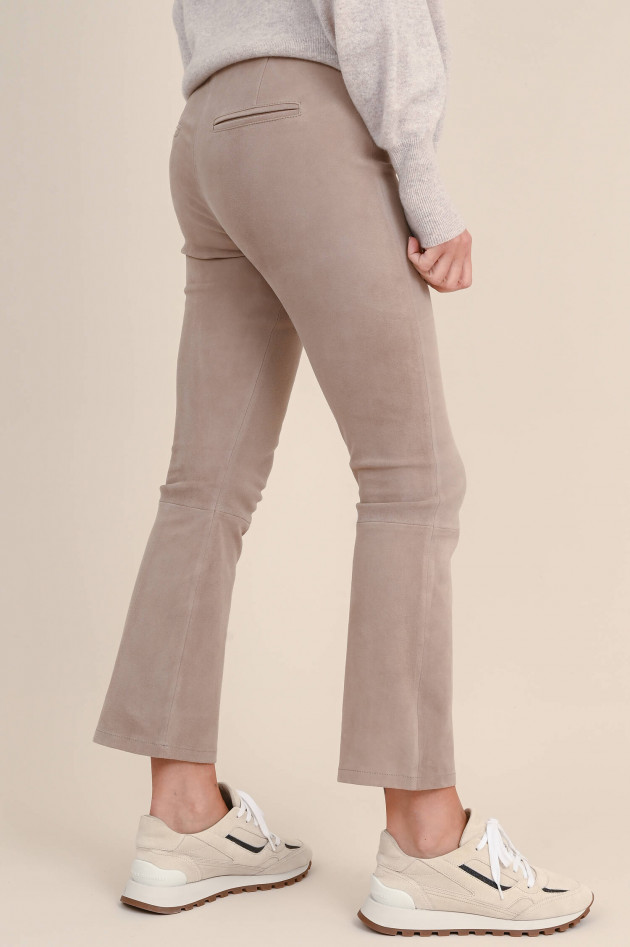 Repeat Hose aus Veloursleder in Taupe