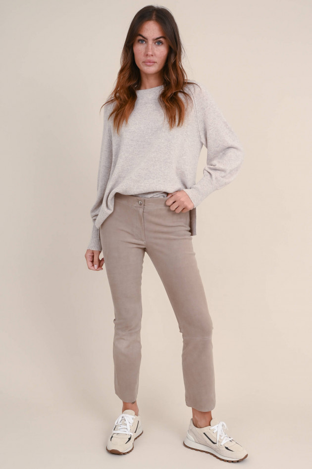 Repeat Hose aus Veloursleder in Taupe