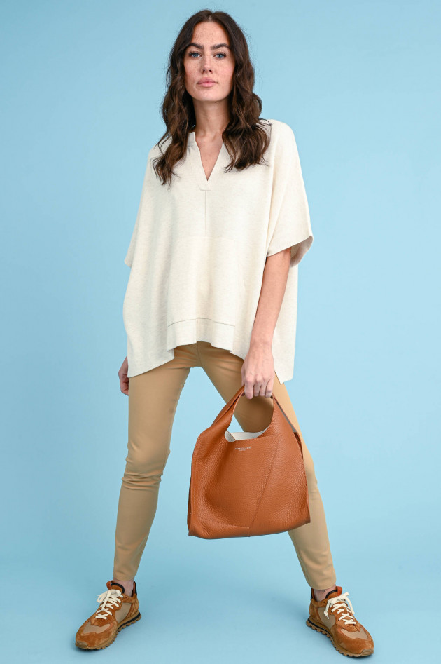 Repeat Poncho mit geschlitztem Rundhals in Beige