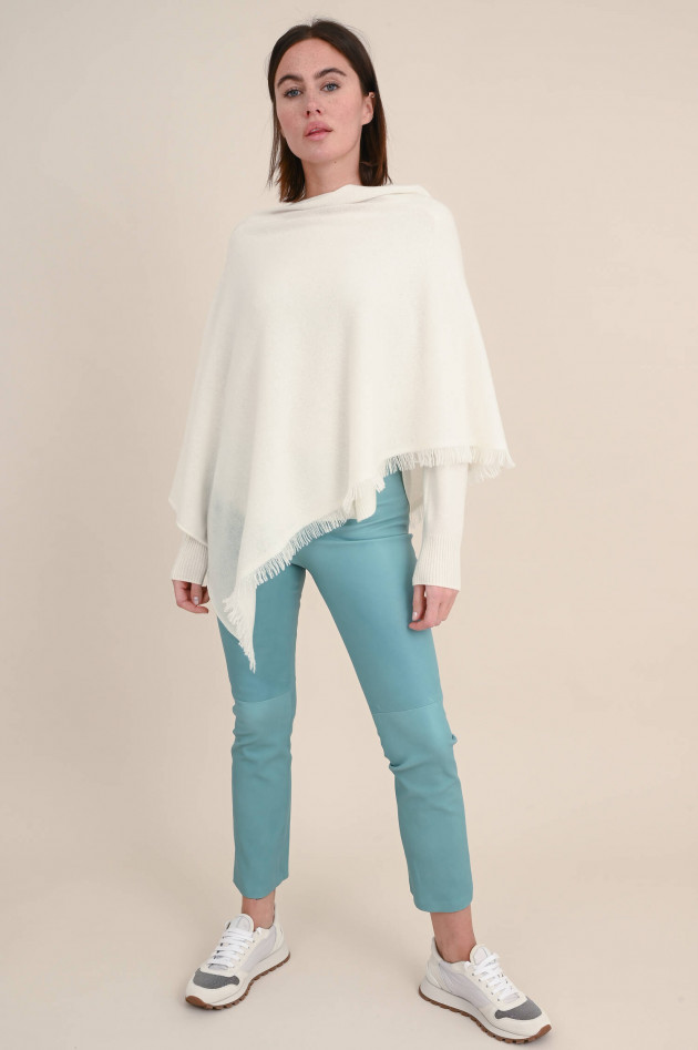 Repeat Poncho aus Cashmere in Creme