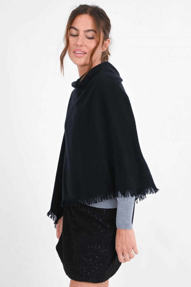 Repeat Cashmere Poncho in Schwarz