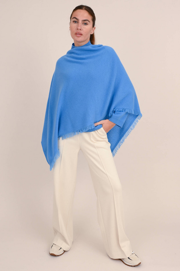 Repeat Cashmere Poncho in Hellblau