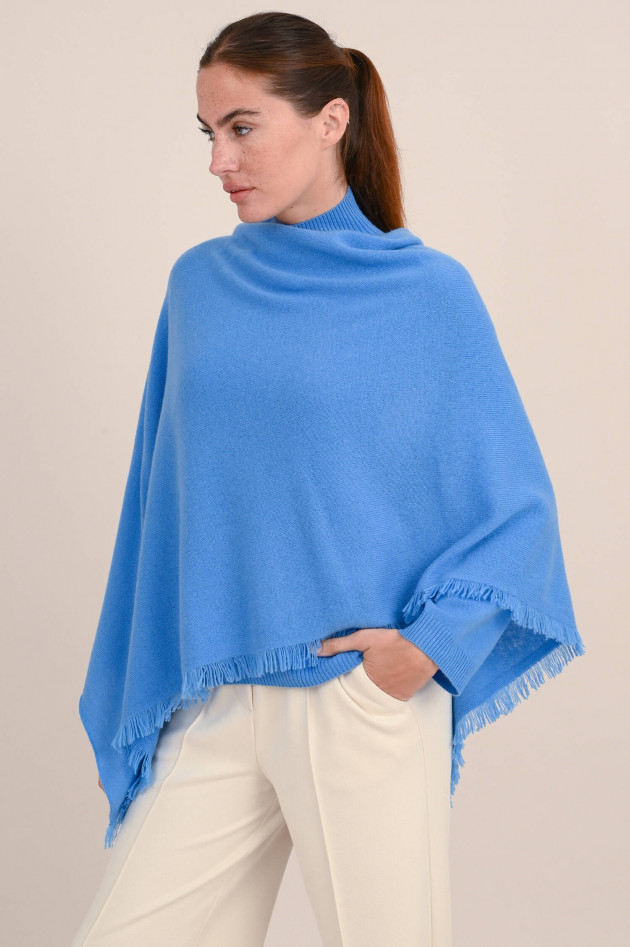Repeat Cashmere Poncho in Hellblau