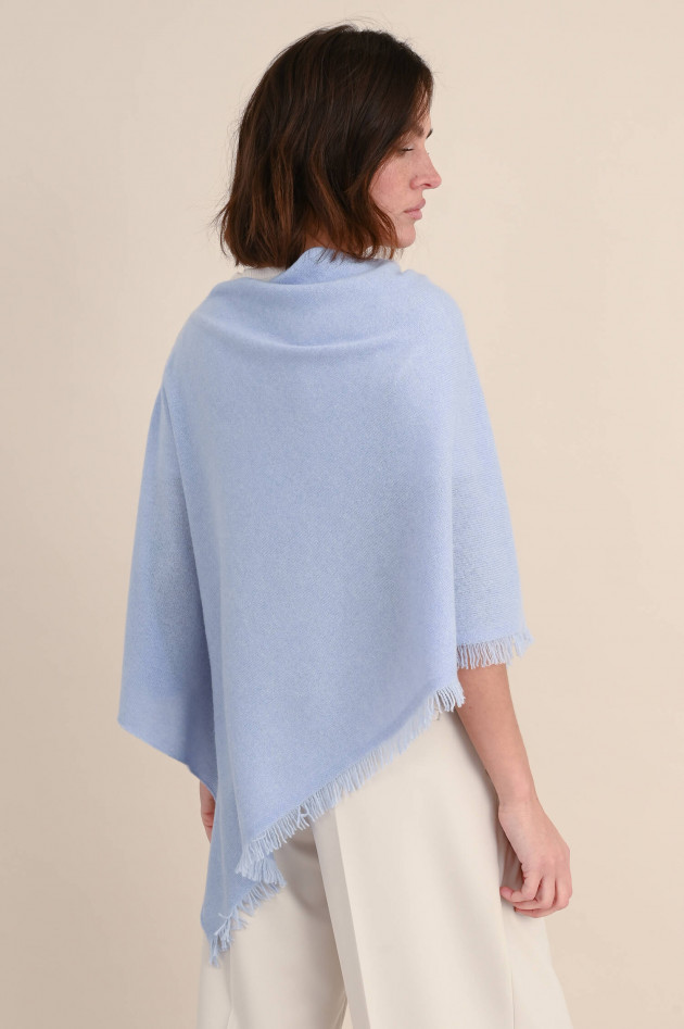 Repeat Poncho aus Cashmere in Hellblau