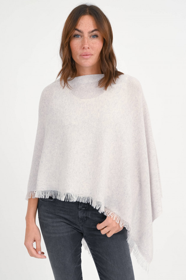 Repeat Cashmere Poncho in Hellgrau meliert