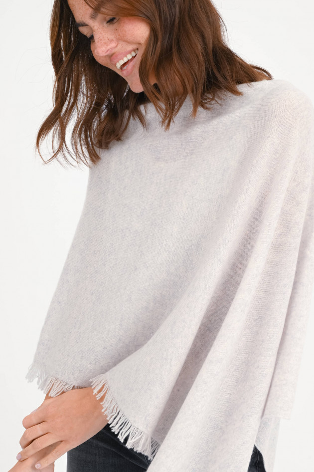 Repeat Cashmere Poncho in Hellgrau meliert