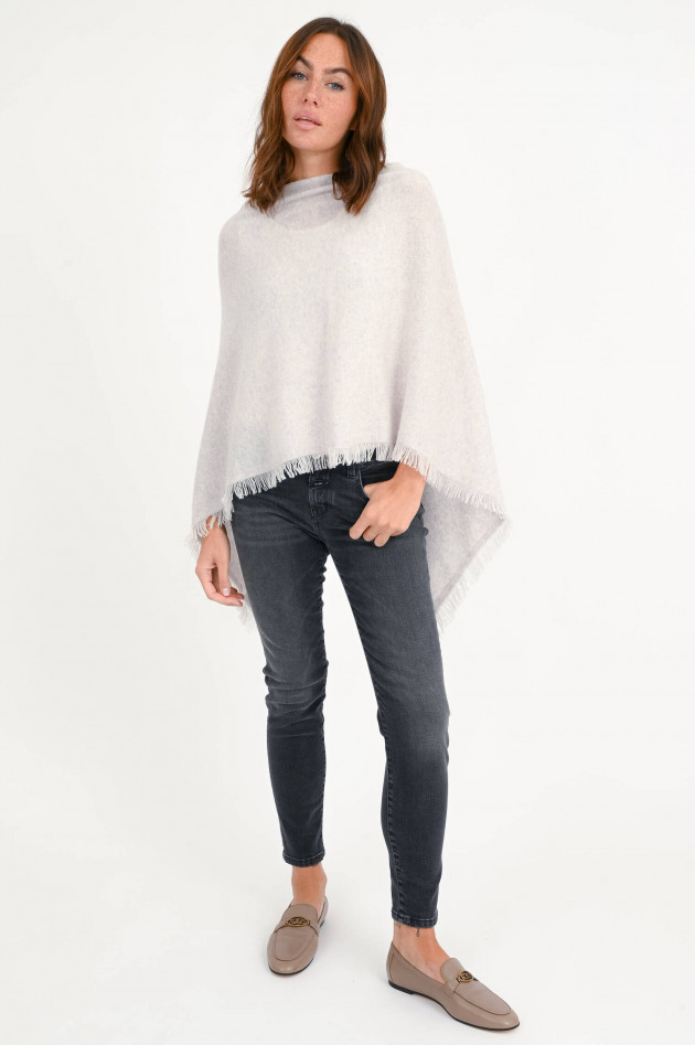 Repeat Cashmere Poncho in Hellgrau meliert