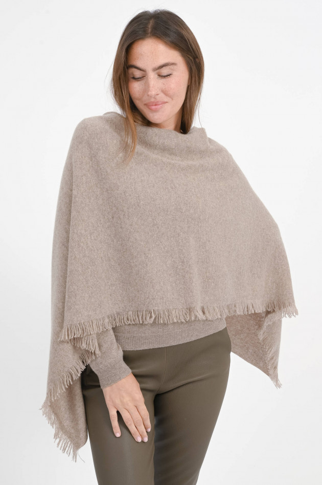 Repeat Cashmere-Poncho in Sand