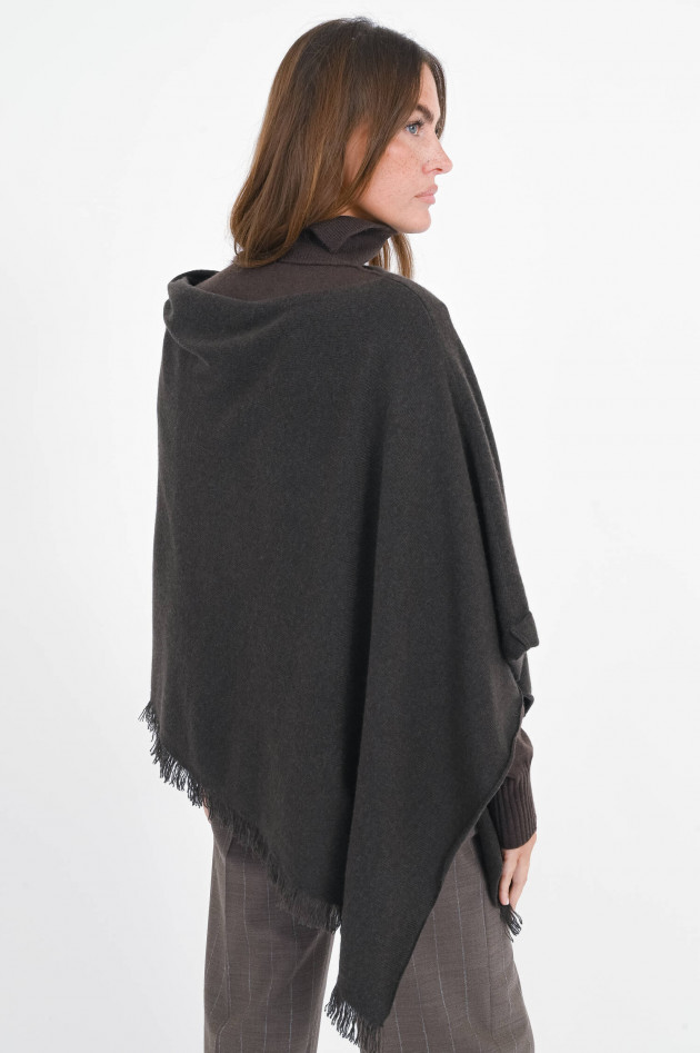 Repeat Cashmere-Poncho in dunklem Graubraun