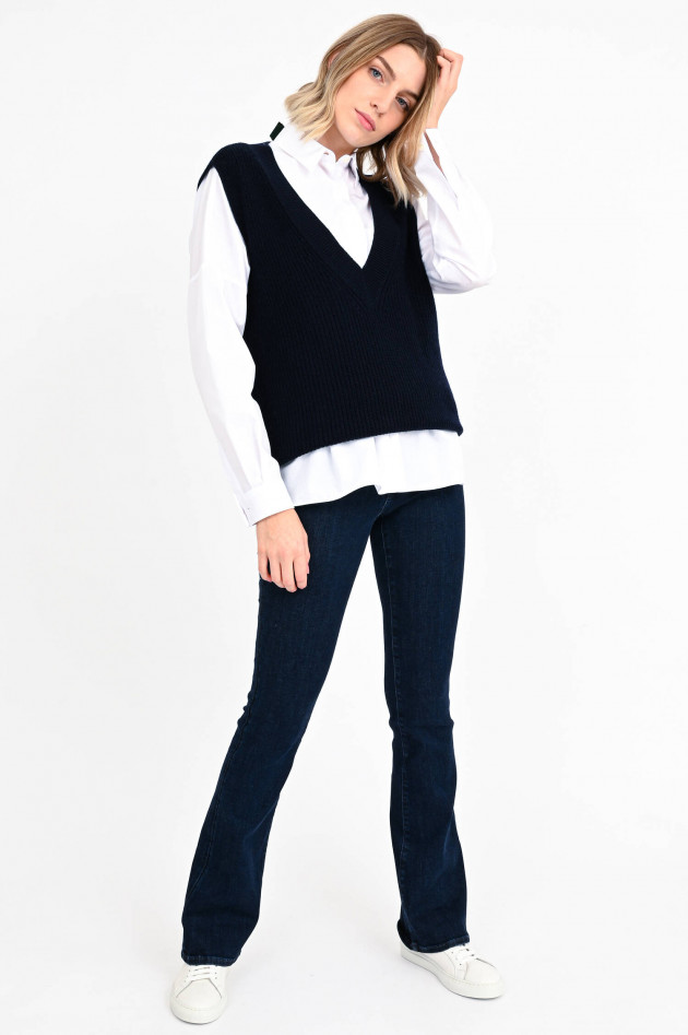 Repeat V-Neck Strickpullunder in Navy