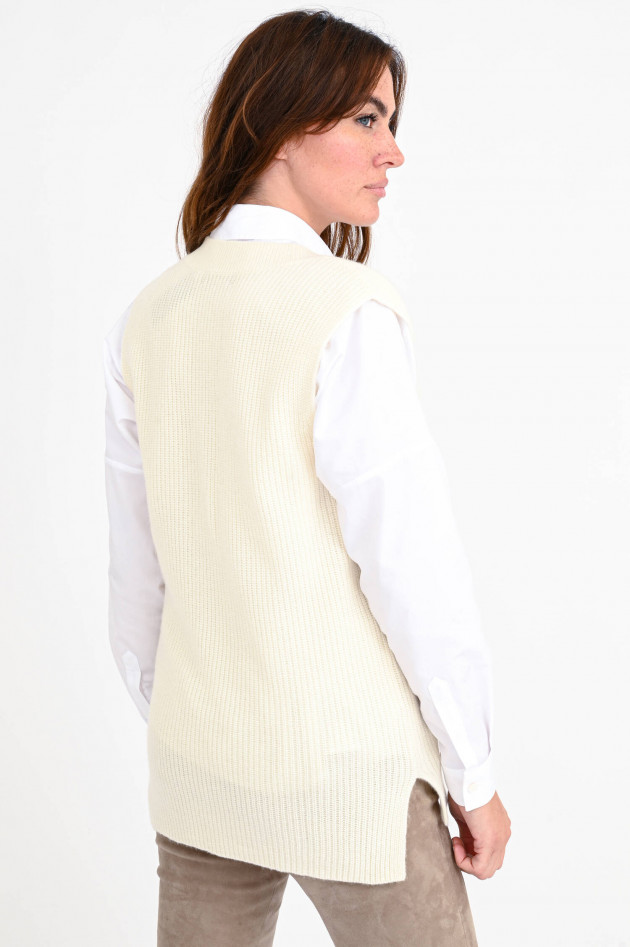 Repeat V-Neck Strickpullunder in Creme