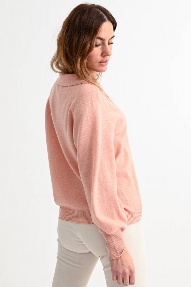 Repeat Bio-Cashmere Pullover mit Kragen in Pfirsich