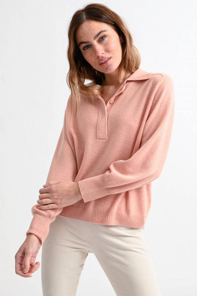 Repeat Bio-Cashmere Pullover mit Kragen in Pfirsich