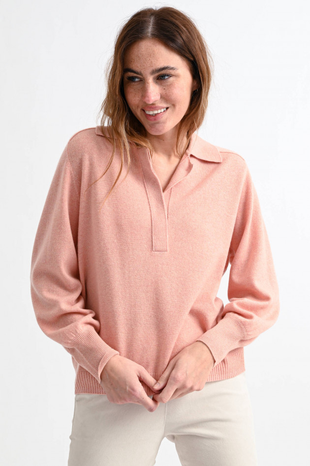 Repeat Bio-Cashmere Pullover mit Kragen in Pfirsich