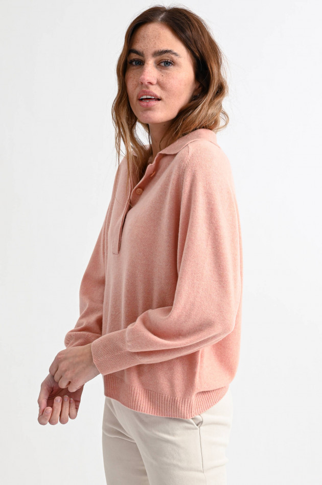 Repeat Bio-Cashmere Pullover mit Kragen in Pfirsich