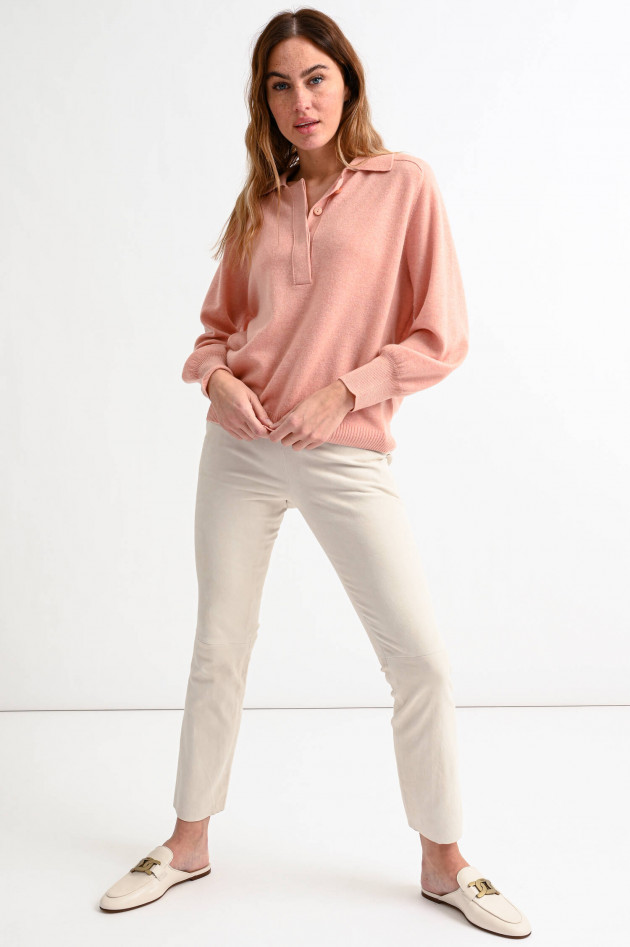 Repeat Bio-Cashmere Pullover mit Kragen in Pfirsich