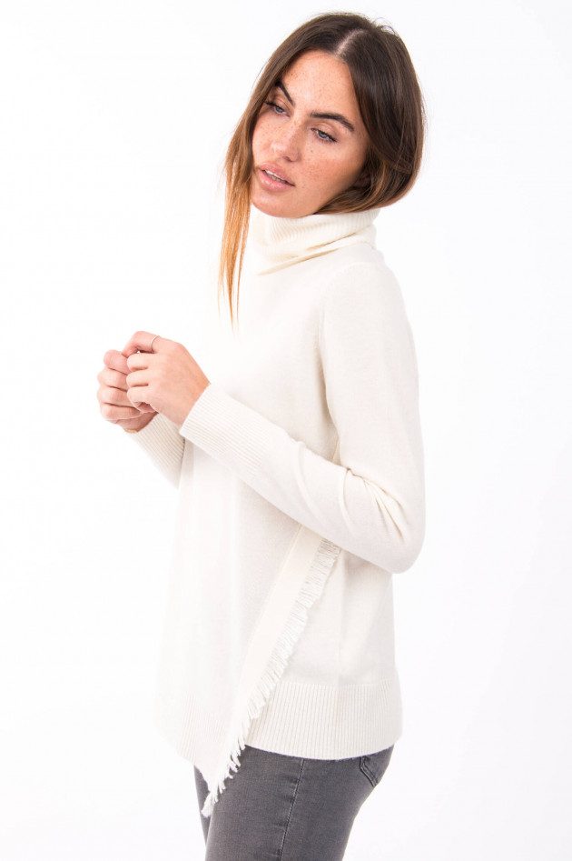 Repeat Pullover mit Fransen-Details in Cream