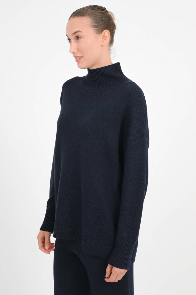 Repeat Pullover aus Wolle mit Arm-Detail in Navy