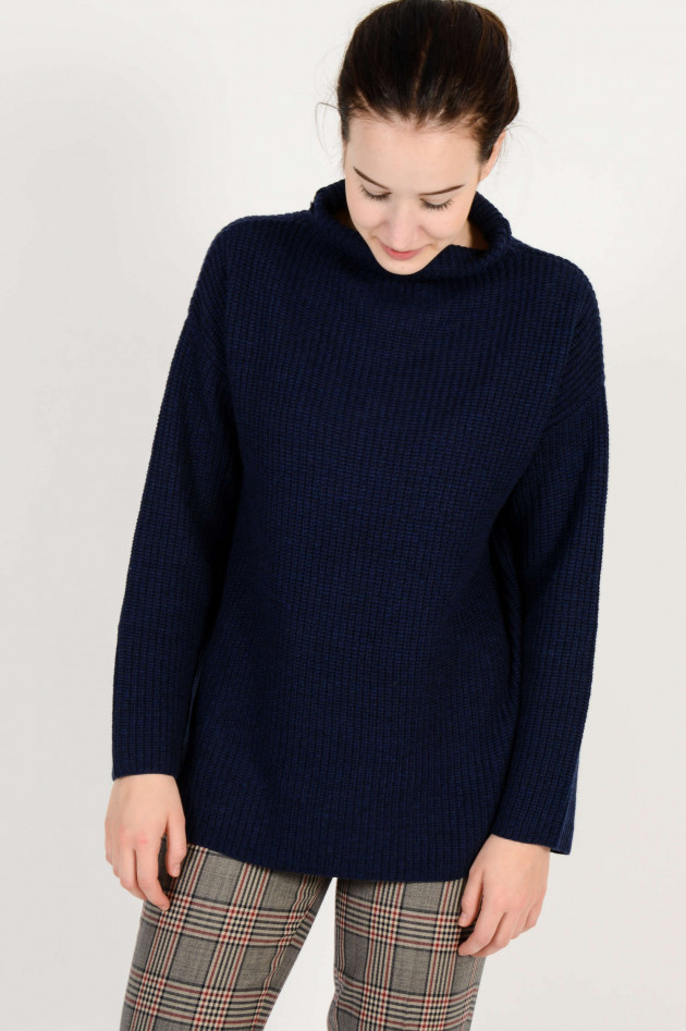 Repeat Pullover mit Stehkragen in Navy