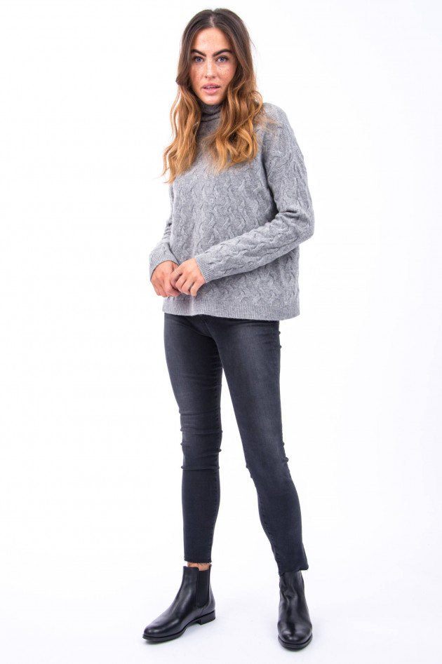 Repeat Kaschmir Pullover mit Zopfmuster in Grau