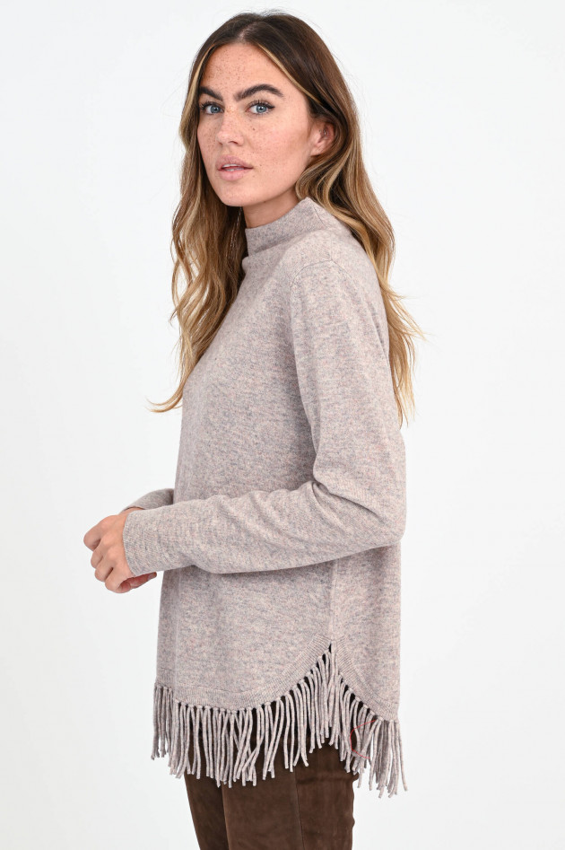 Repeat Pullover mit Stehkragen und Fransen in Puder-Rosa