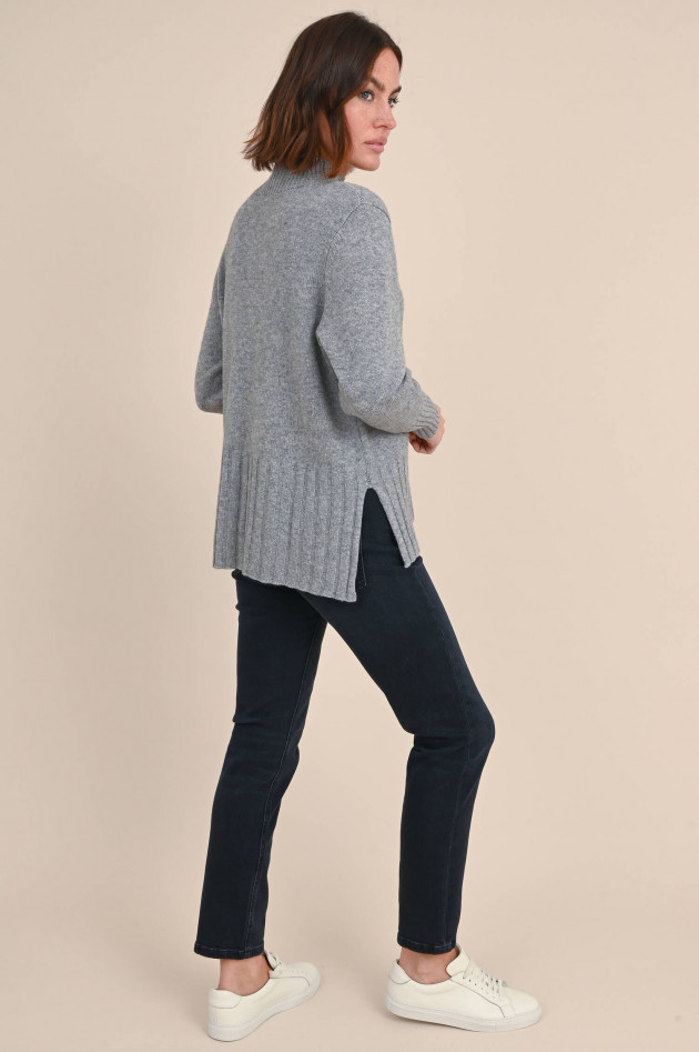 Repeat Pullover mit Zopfmuster aus Wollmix in Grau