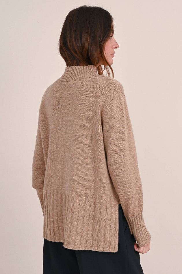 Repeat Pullover mit Zopfmuster aus Wollmix in Camel