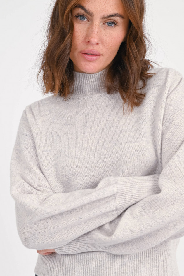 Repeat Cashmere-Pullover mit Stehkragen in Hellgrau