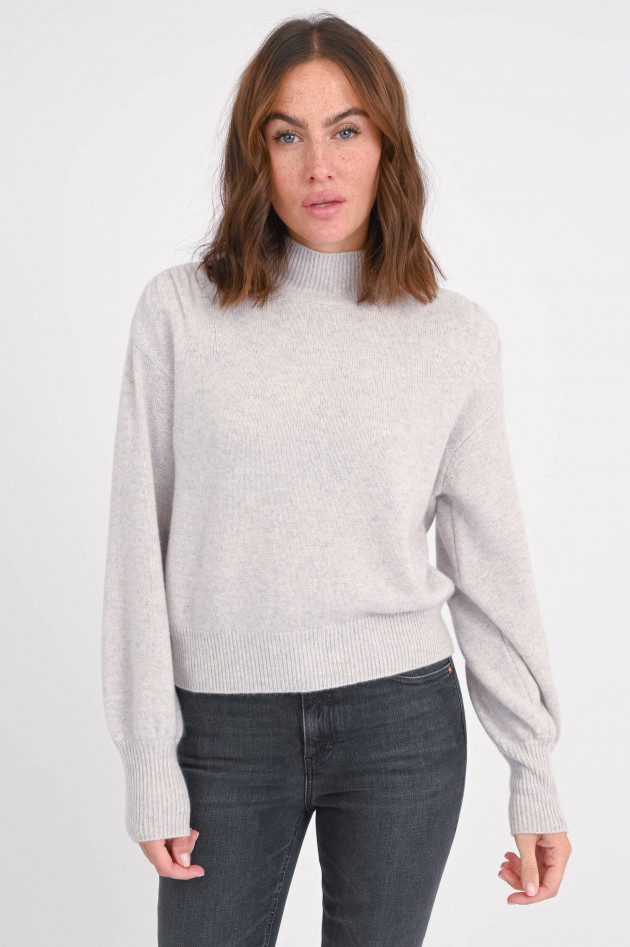 Repeat Cashmere-Pullover mit Stehkragen in Hellgrau