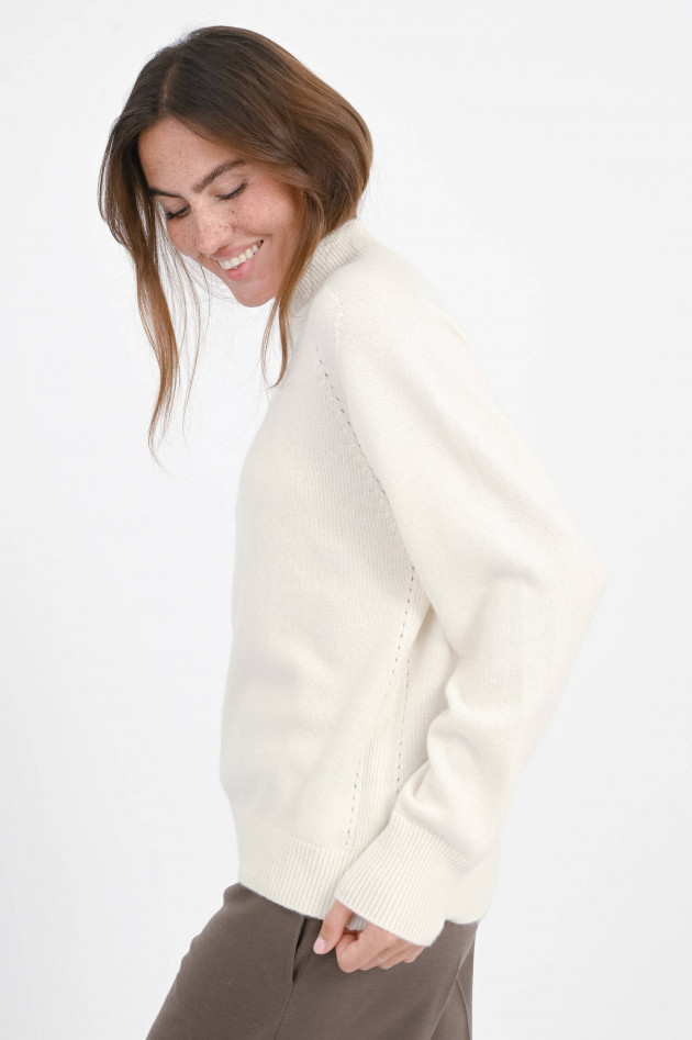 Repeat Pullover mit dekorativer Seitennaht in Creme