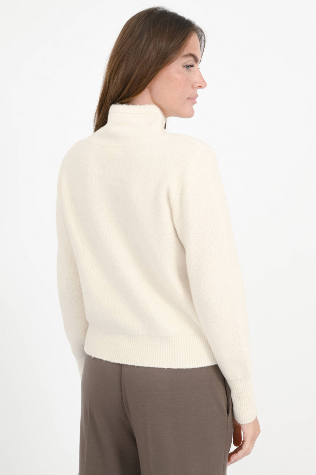 Repeat Pullover mit Struktur aus Woll-Mix in Creme