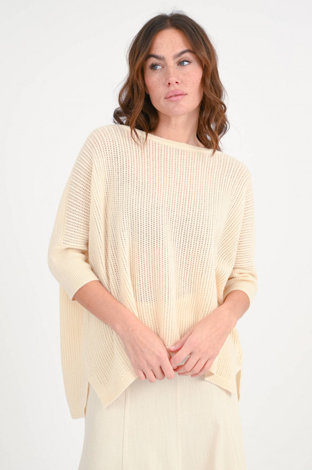 Repeat Pullover mit Lochstrickmuster in Vanille