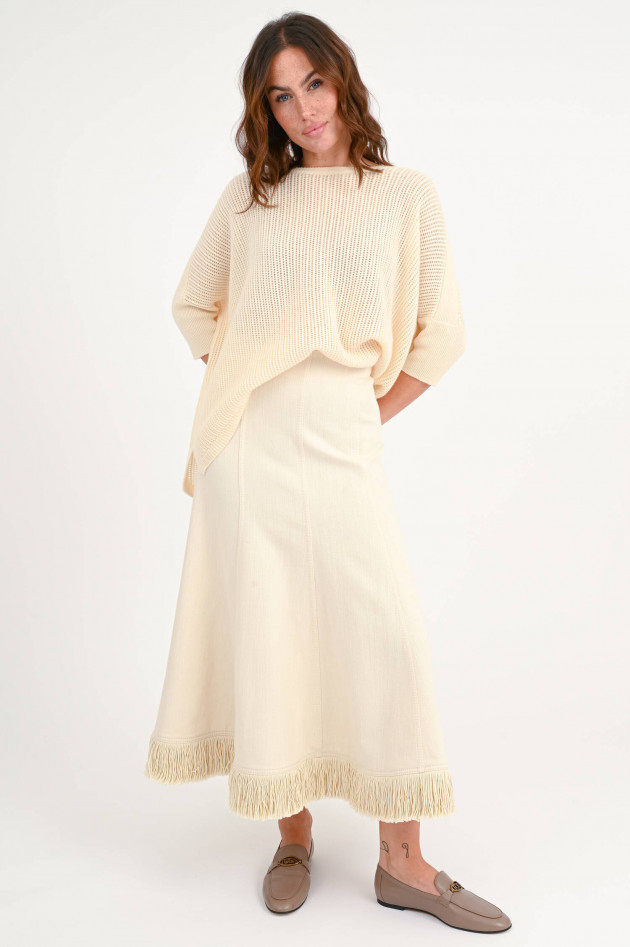 Repeat Pullover mit Lochstrickmuster in Vanille