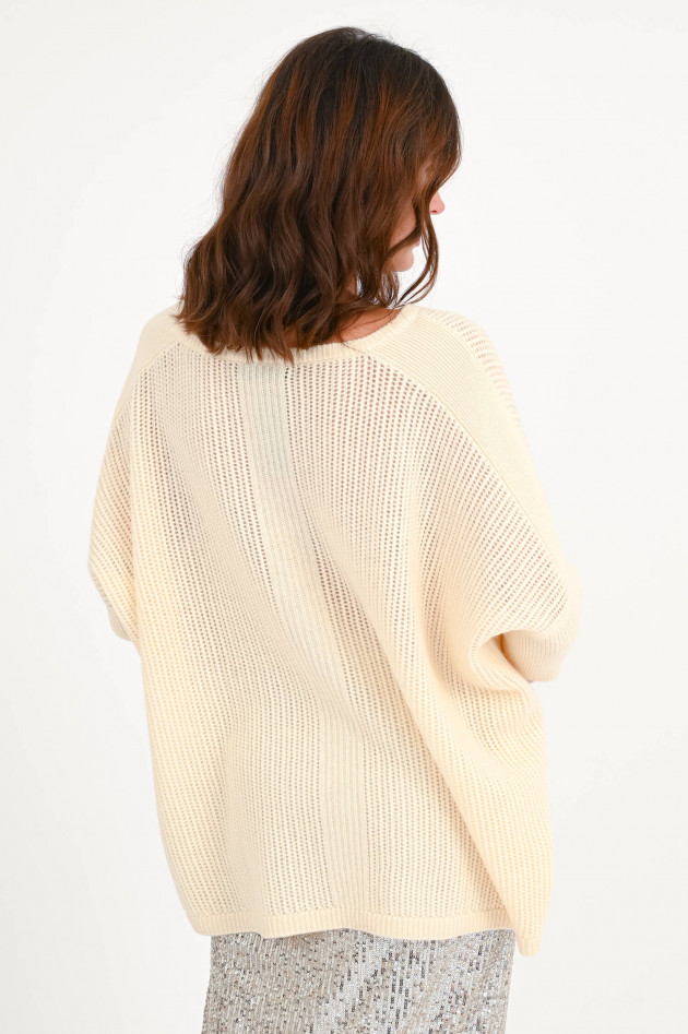 Repeat Pullover mit Lochstrickmuster in Vanille